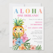 Aloha Onederland Sommer Ananas 1. Geburtstag Einladung (Vorderseite)