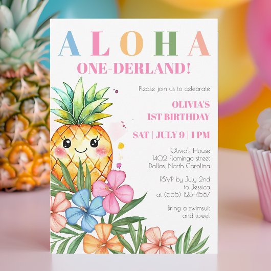 Aloha Onederland Sommer Ananas 1. Geburtstag Einladung