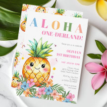 Aloha Onederland Sommer Ananas 1. Geburtstag Inv
