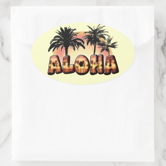 Aloha Ovaler Aufkleber (Tasche)