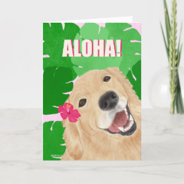 Aloha Palm Blätter Golden Retriever Hundekarte Karte