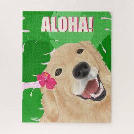 Aloha Palm Blätter Golden Retriever Jigsaw Puzzle