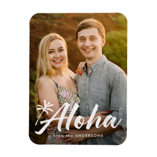 Aloha-Palmenbaum-Feiertagsfoto Magnet (Vertikal)