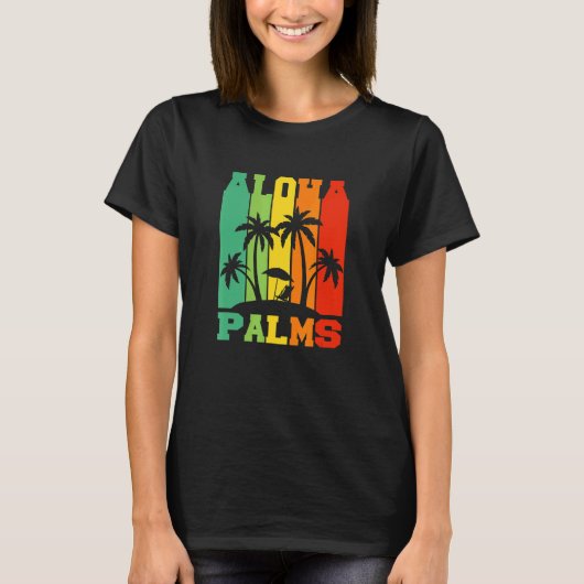 Aloha Palms Hawaii Flower Necklace Tropical Island T-Shirt (Vorderseite)