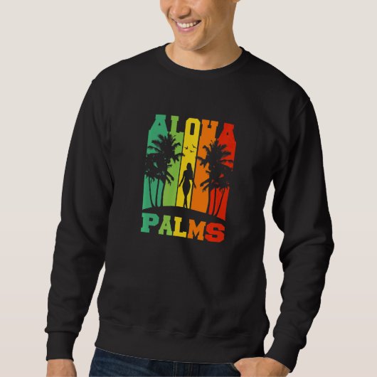 Aloha Palms Tropical Island Tiki Party Hawaii Sweatshirt (Vorderseite)