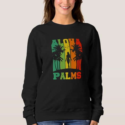Aloha Palms Tropical Island Tiki Party Hawaii Sweatshirt (Vorderseite)