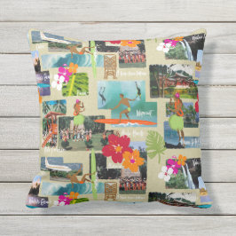 Aloha Paradies-hawaiische Vintage Postkarte Kissen