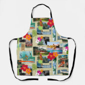 Aloha Paradise Hawaiianische Vintage Postkarte Schürze (Vorderseite)