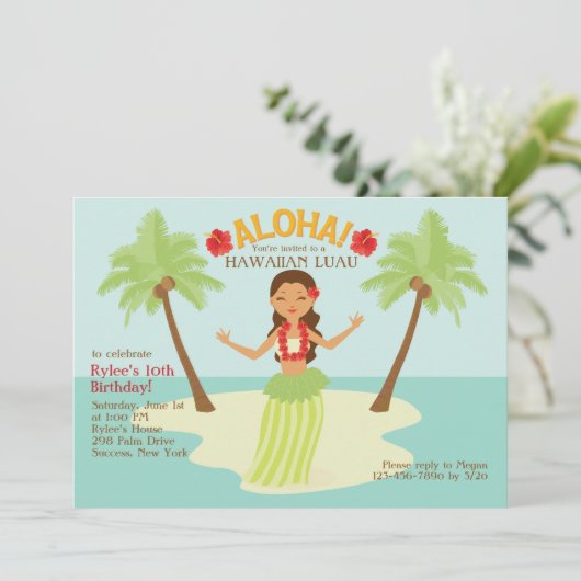 Aloha Party Einladung (Stehend Vorderseite)