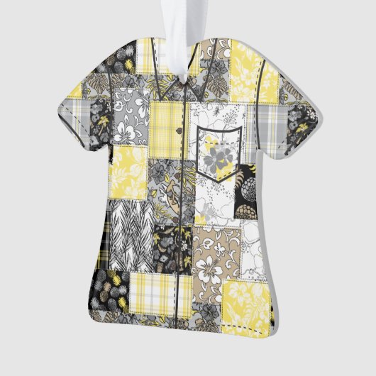 Aloha Patchwork Hawaiian Tropical Aloha Shirt-Gray Ornament (Vorderseite)