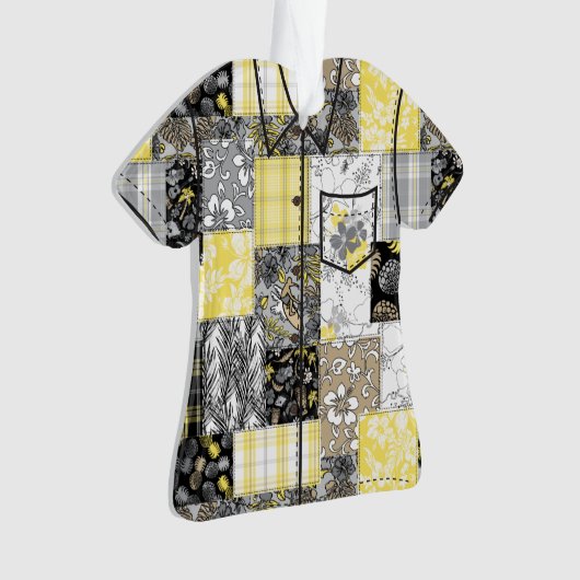 Aloha Patchwork Hawaiian Tropical Aloha Shirt-Gray Ornament (Vorderseite)