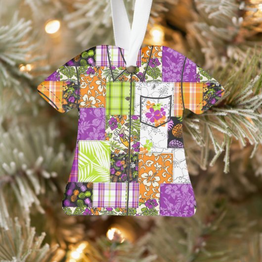 Aloha Patchwork Hawaiian Tropical Aloha Shirt Ornament (Baum)