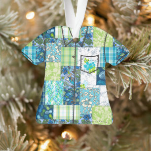 Aloha Patchwork Hawaiian Tropical Aloha Shirt-Turq Ornament