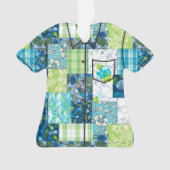 Aloha Patchwork Hawaiian Tropical Aloha Shirt-Turq Ornament (Vorderseite)