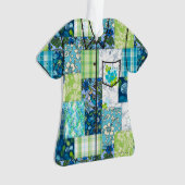 Aloha Patchwork Hawaiian Tropical Aloha Shirt-Turq Ornament (Vorderseite)