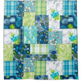 Aloha Patchwork Hawaiian Tropical Prints - Aquamar Duschvorhang (Vorderseite)