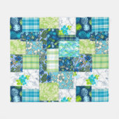 Aloha Patchwork Hawaiian Tropical Prints - Aquamar Fleecedecke (Vorderseite (Horizontal))