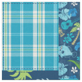 Aloha Patchwork Hawaiian Tropical Prints - Aquamar Stoff (Nahaufnahme)