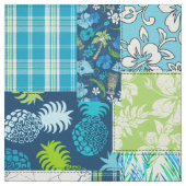 Aloha Patchwork Hawaiian Tropical Prints - Aquamar Stoff (Muster)