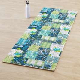 Aloha Patchwork Hawaiian Tropical Prints - Aquamar Yogamatte