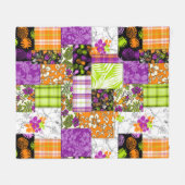 Aloha Patchwork Hawaiian Tropical Prints - Violet Fleecedecke (Vorderseite (Horizontal))