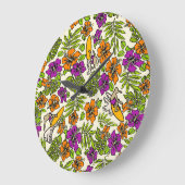 Aloha Patchwork Hawaiian Tropical Prints - Violet Große Wanduhr (Winkel)