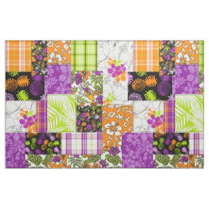 Aloha Patchwork Hawaiian Tropical Prints - Violet Stoff