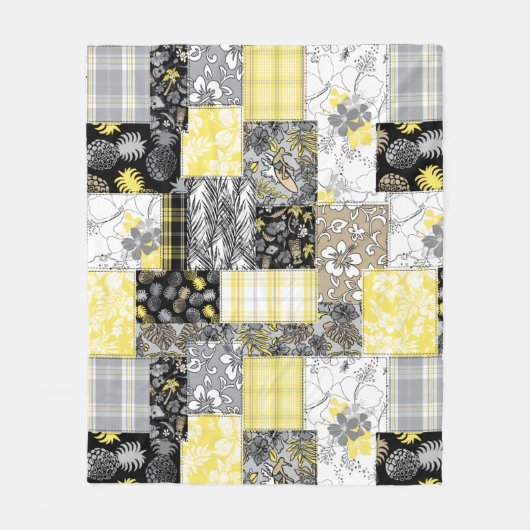 Aloha Patchwork Hawaiianische Tropenprinzen - neut Fleecedecke (Vorderseite)