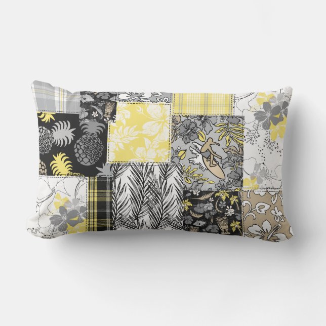 Aloha Patchwork Hawaiianische Tropenprinzen - Neut Kissen Für Draußen (Vorderseite)