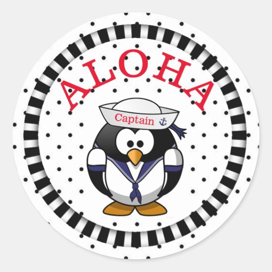 Aloha Penguin Runder Aufkleber (Vorderseite)