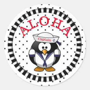 Aloha Penguin Runder Aufkleber