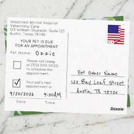 Aloha Pet Appointment Reminder Postkarte