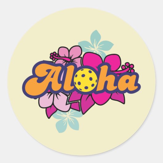 Aloha Pickleball Runder Aufkleber (Vorderseite)