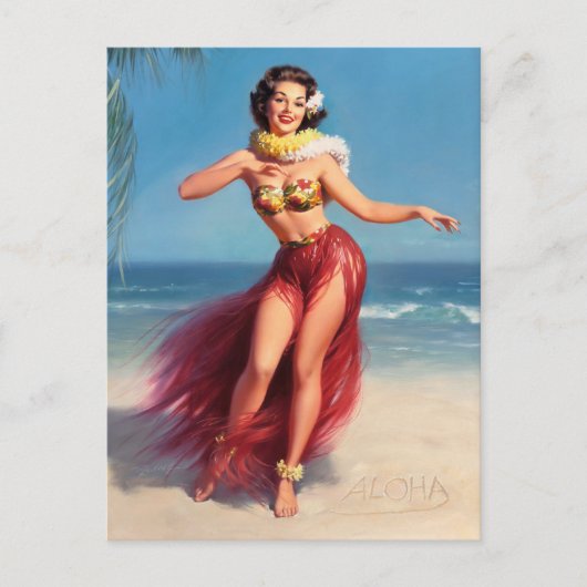 Aloha Pin Up Postkarte (Vorderseite)