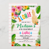 Aloha Pineaple 6. Geburtstagsparty Einladung (Vorne/Hinten)