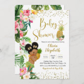 Aloha Pineaple African Afro Girl Baby Shower Einladung (Vorne/Hinten)