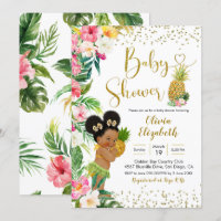 Aloha Pineaple African Afro Girl Baby Shower