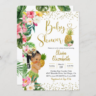 Aloha Pineaple African Girl Baby Shower Einladung