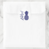 Aloha Pineaple Beach Wedding Luau | Marine weiß Runder Aufkleber (Tasche)