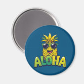 Aloha Pineaple Collection Aquamarin Kitchen Magnet (Vorderseite/Rückseite)