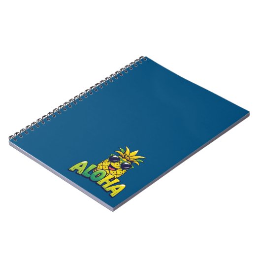 Aloha Pineaple Collection Aquamarinen Spiralband Notizblock (Linke Seite)