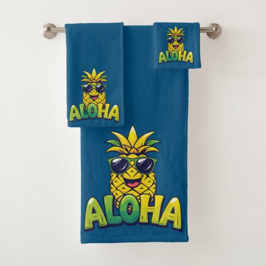 Aloha Pineaple Collection Aquamarines Badezimmer H Badhandtuch Set (Insitu)