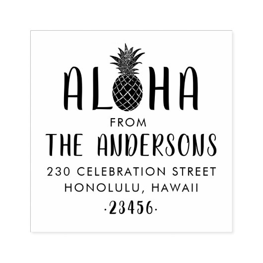 Aloha Pineaple Custom Family Name Rücksendeadresse Gummistempel (Prägung)