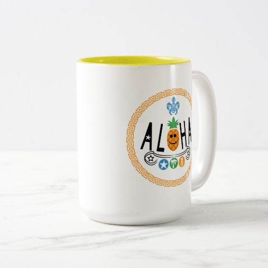Aloha Pineaple Design - Zwei-Tone-Tasse Zweifarbige Tasse (VorderseiteRechts)