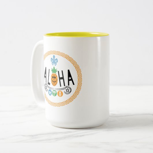 Aloha Pineaple Design - Zwei-Tone-Tasse Zweifarbige Tasse (Vorderseite Links)