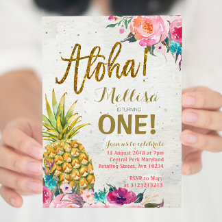 Aloha Pineaple Einladung zum ersten Geburtstag