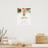 Aloha Pineaple Floral Baby Dusche Begrüßung Poster (Küche)