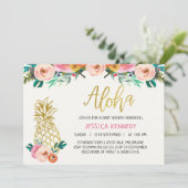 Aloha Pineaple Floral Baby Dusche Einladung (Stehend Vorderseite)