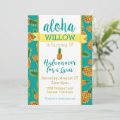 Aloha Pineaple Luau Birthday Einladung (Stehend Vorderseite)