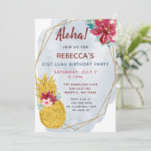Aloha Pineaple Luau Geburtstagsparty Einladung (Stehend Vorderseite)